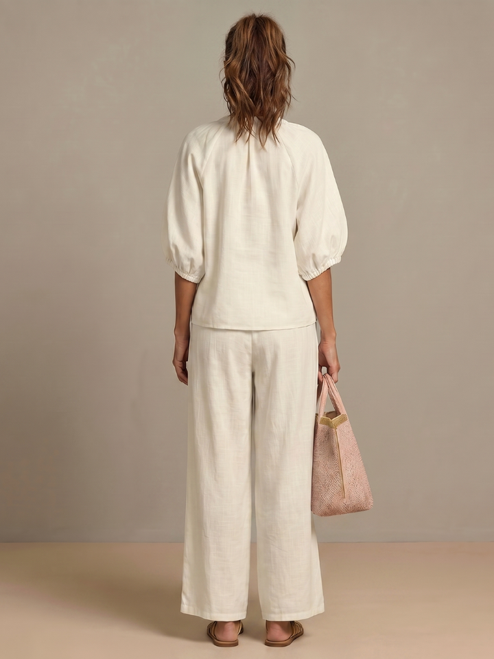 IRIS | FLATTERING ZIP-FRONT BLOUSON SET WITH FLOWING WIDE LEG