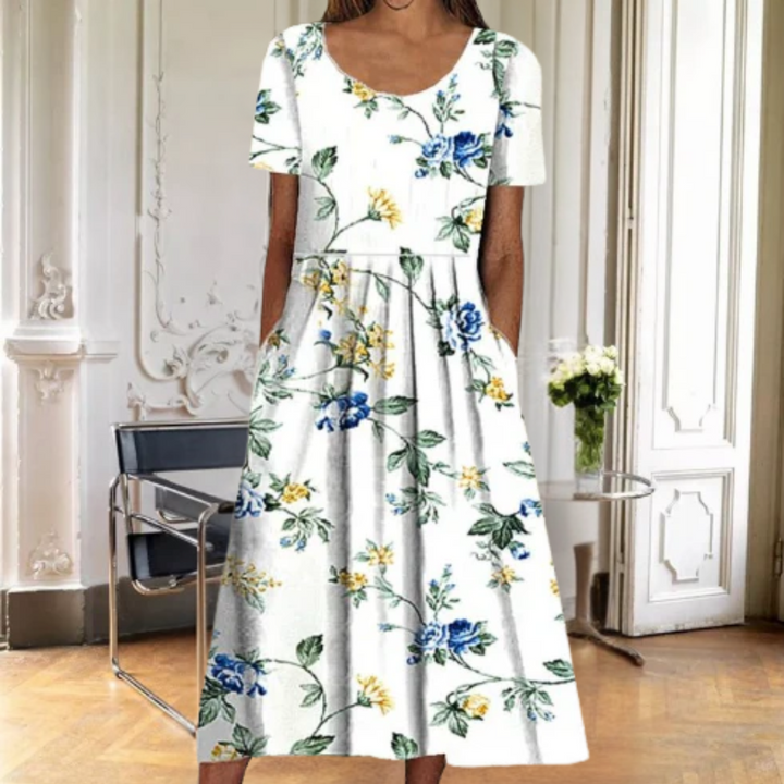 ISABELLA | FLOWING MIDI DRESS WITH ELEGANT DRAPE AND FLATTERING FIT