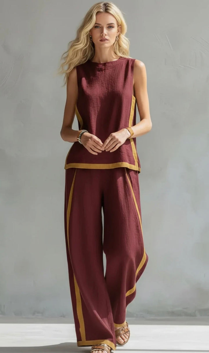 MICHELLE | FLATTERING LINEN TWO-PIECE WITH ELEGANT DRAPE