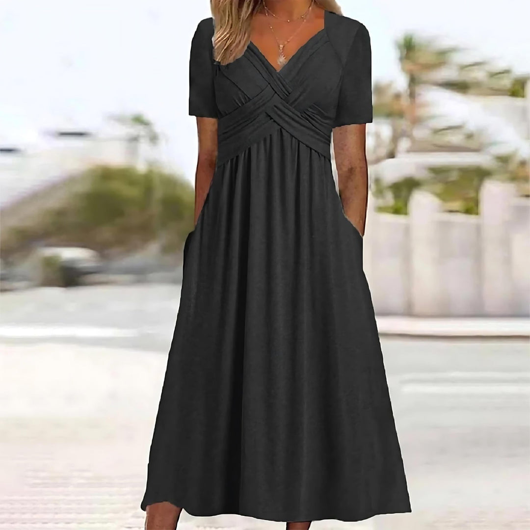ORLA | FLATTERING A-LINE MIDI DRESS WITH ELEGANT DRAPE