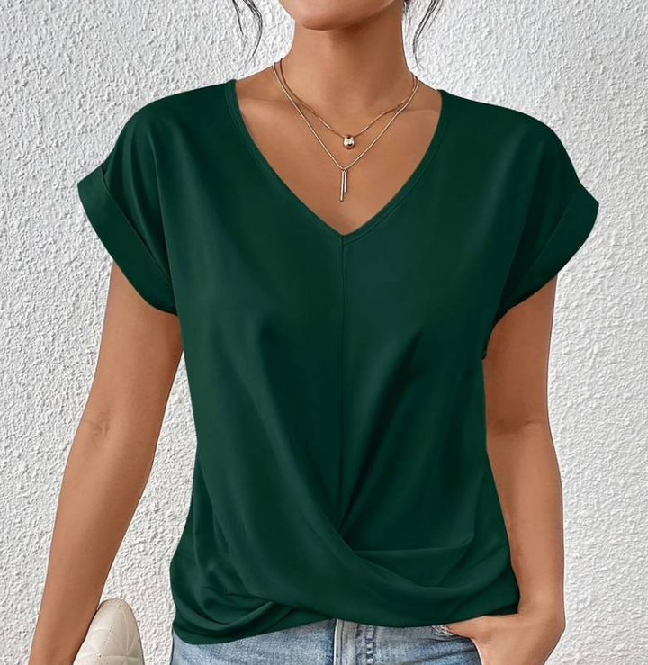 GEMMA | ELEGANT TWIST-FRONT V-NECK TOP