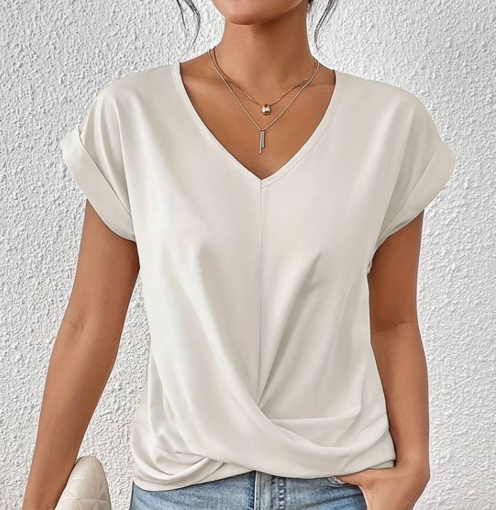 GEMMA | ELEGANT TWIST-FRONT V-NECK TOP