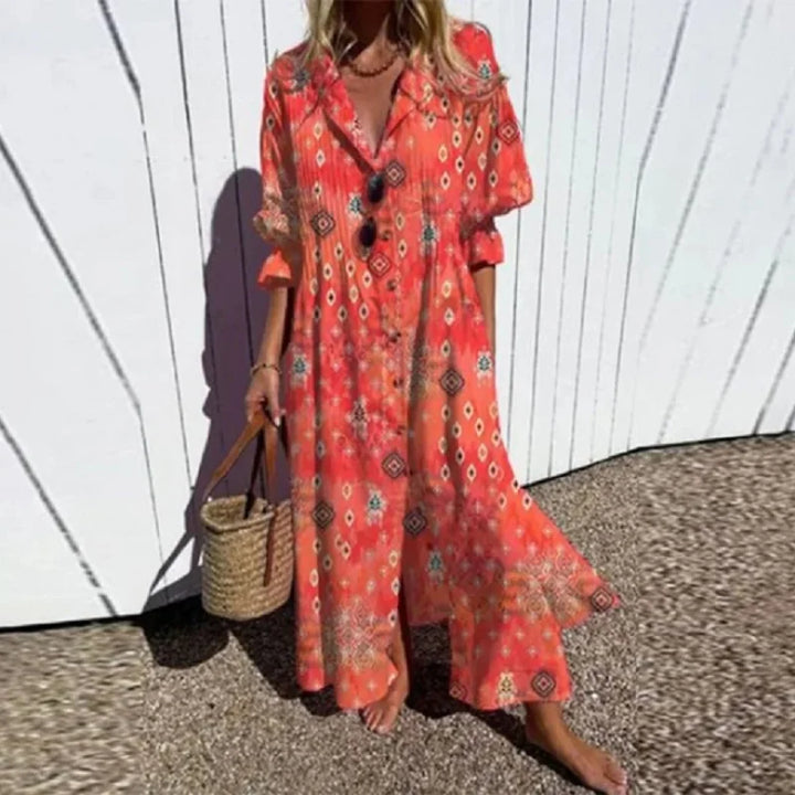 BELLA | FLOWING MAXI DRESS WITH REFINED FLORAL PRINT