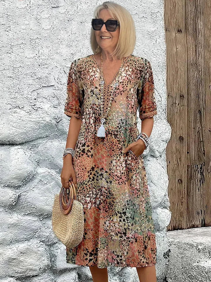 HEATHER | VIBRANT MIDI DRESS WITH ELEGANT TUMMY COVERAGE