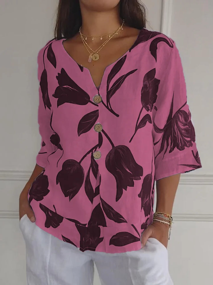 PENELOPE | WRINKLE-RESISTANT FLORAL BLOUSE WITH REFINED CHARM